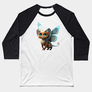 Cute Butterfly Cat Sticker Baseball T-Shirt